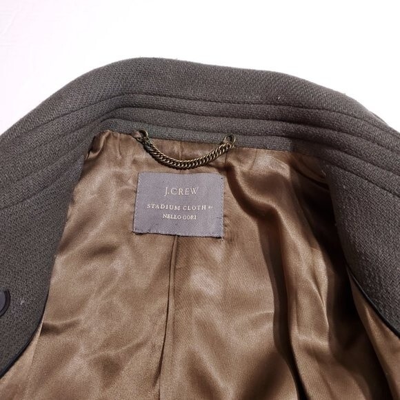 J. Crew Stadium Cloth Nello Gori Olive Green Double Breasted Pea Coat Size 4 - Picture 9 of 14